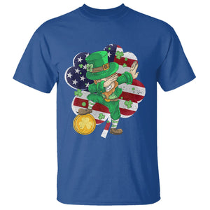 Cute St. Patricks Day T Shirt Dabbing Leperchaun American Flag Shamrock TS02 Royal Blue Printyourwear