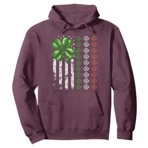 Funny St. Patricks Day Hoodie Shamrock American Flag TS02 Maroon Printyourwear