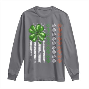 Funny St Patricks Day Long Sleeve Shirt Shamrock American Flag TS02 Charcoal Print Your Wear