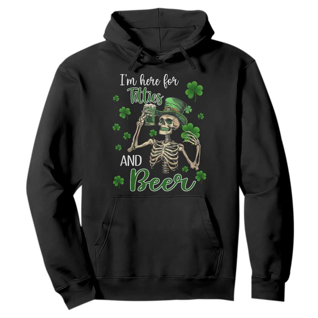 Funny St. Patricks Day Drinking Hoodie I'm Here For Titties And Beer TS02 Black Printyourwear