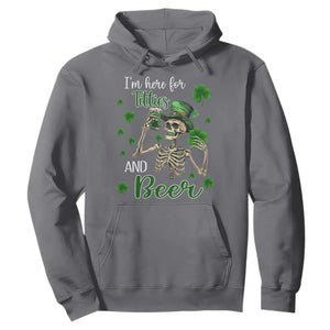 Funny St. Patricks Day Drinking Hoodie I'm Here For Titties And Beer TS02 Charcoal Printyourwear