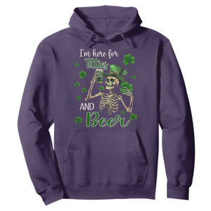 Funny St. Patricks Day Drinking Hoodie I'm Here For Titties And Beer TS02 Purple Printyourwear