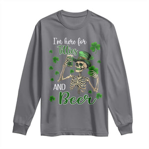 Funny St Patricks Day Drinking Long Sleeve Shirt I'm Here For Titties And Beer TS02 Charcoal Print Your Wear