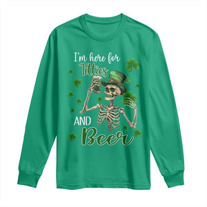 Funny St Patricks Day Drinking Long Sleeve Shirt I'm Here For Titties And Beer TS02 Irish Green Print Your Wear