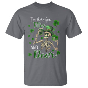 Funny St. Patricks Day Drinking T Shirt I'm Here For Titties And Beer TS02 Charcoal Printyourwear