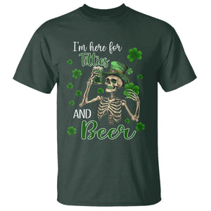 Funny St. Patricks Day Drinking T Shirt I'm Here For Titties And Beer TS02 Dark Forest Green Printyourwear