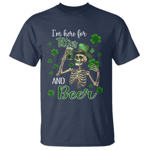 Funny St. Patricks Day Drinking T Shirt I'm Here For Titties And Beer TS02 Navy Printyourwear