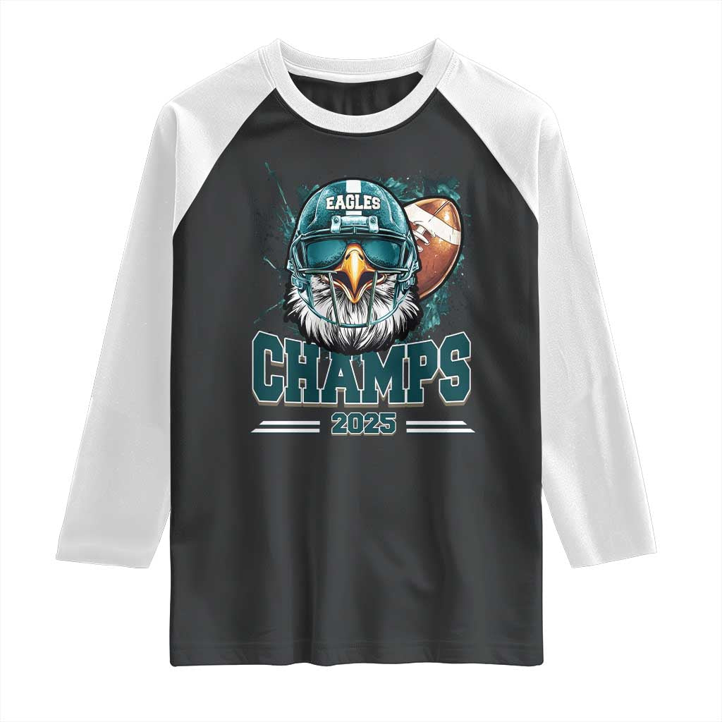 Celebrated Eagles Raglan Shirt Championship 2025 Retro TS02 Black White Print Your Wear
