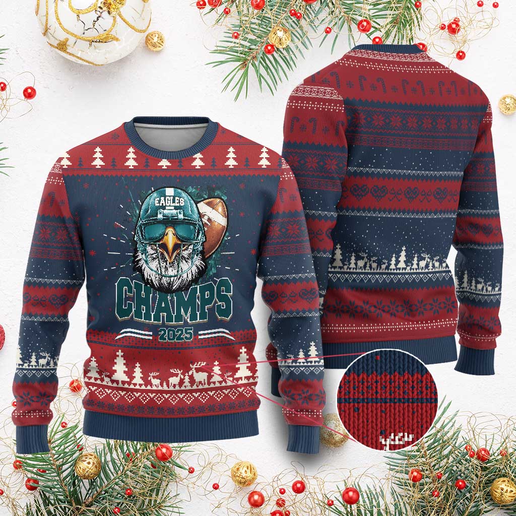 Celebrated Eagles Knit Sweatshirt Championship 2025 Retro TS02 Burgundy Print Your Wear