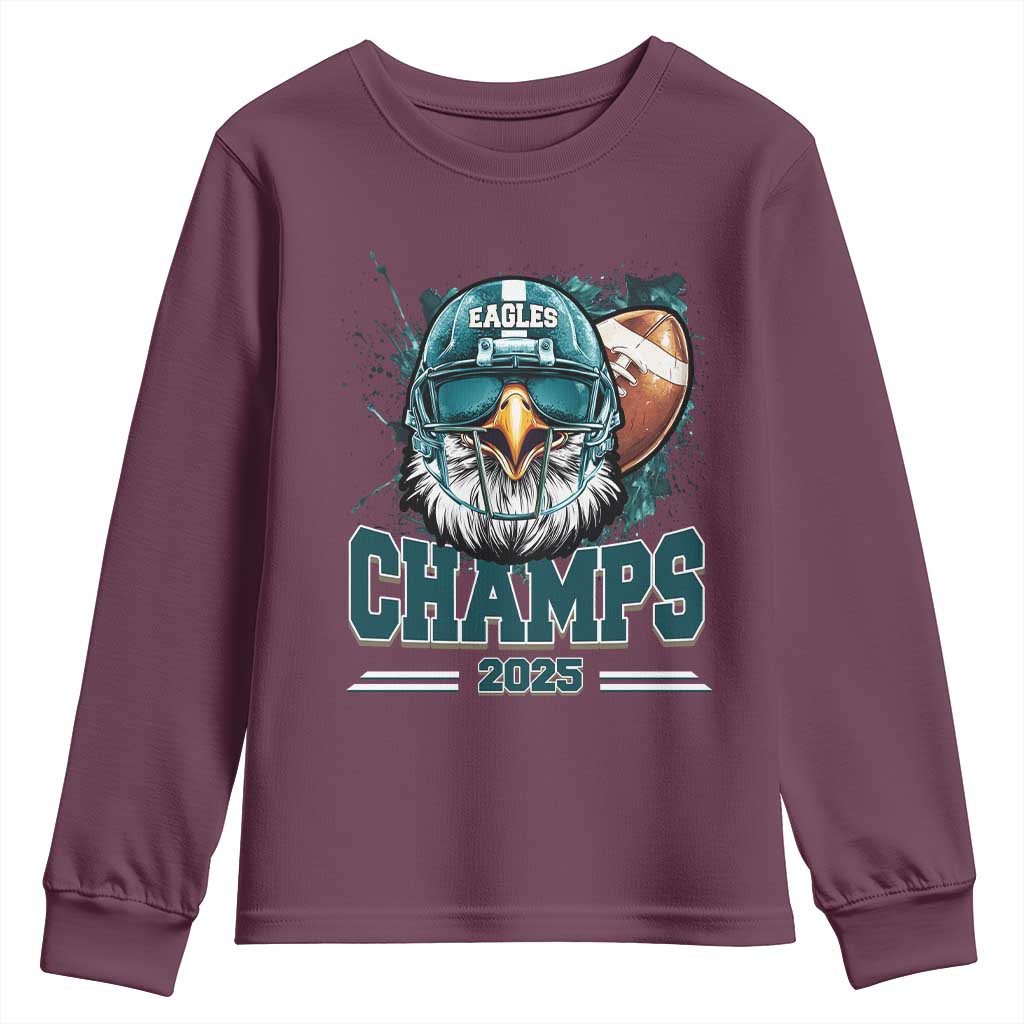 Celebrated Eagles Youth Sweatshirt Championship 2025 Retro TS02 Maroon Print Your Wear