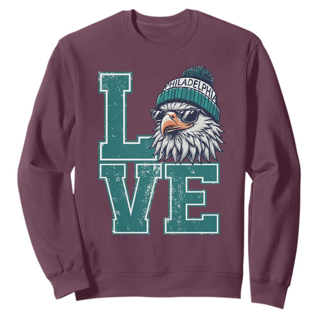 Eagles Inspirational Sweatshirt LOVE Cool Eagle Lover Vintage TS02 Maroon Print Your Wear