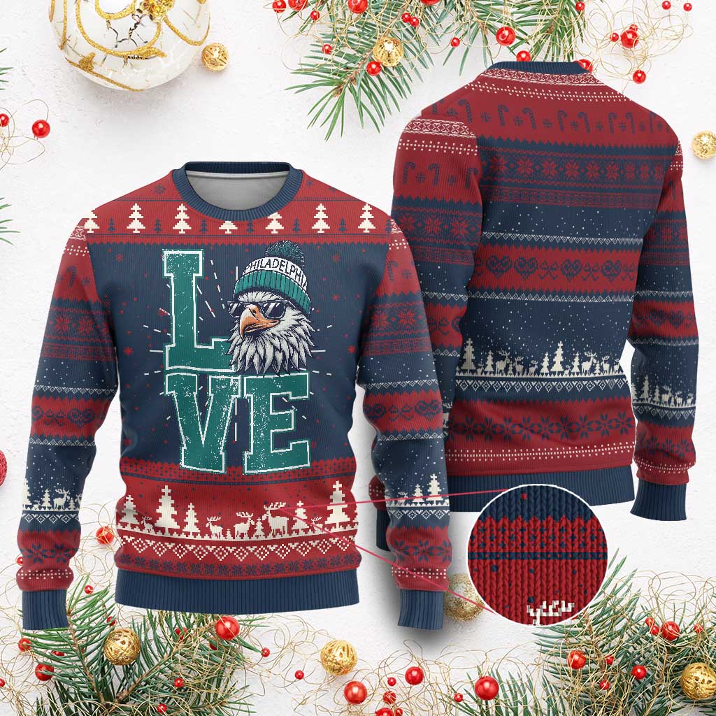 Eagles Inspirational Knit Sweatshirt LOVE Cool Eagle Lover Vintage TS02 Burgundy Print Your Wear