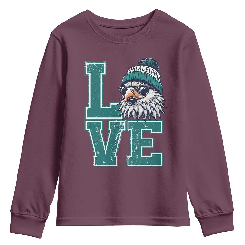 Eagles Inspirational Youth Sweatshirt LOVE Cool Eagle Lover Vintage TS02 Maroon Print Your Wear