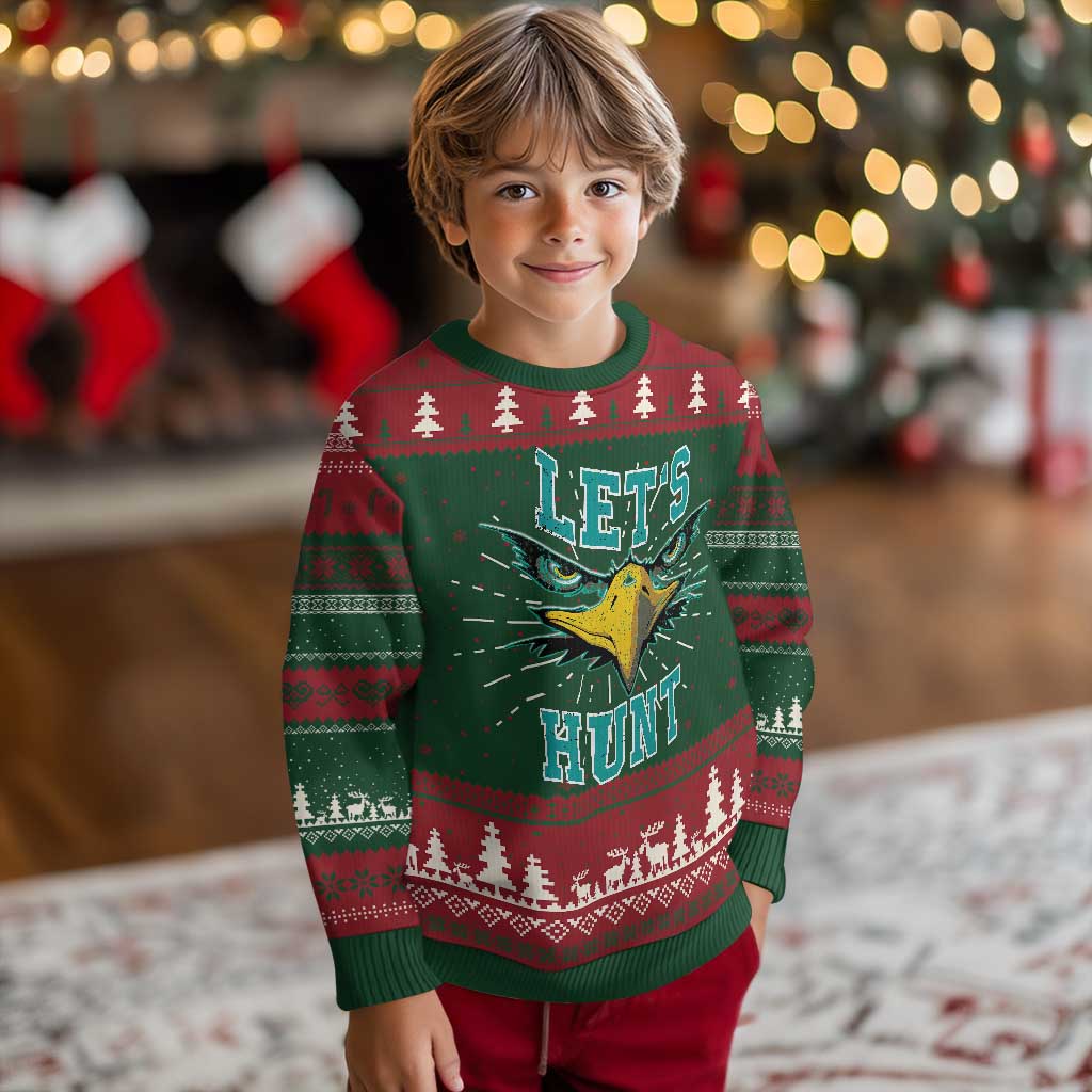 Eagles Inspirational Knit Sweatshirt Green Birds Let's Hunt TS02 Christmas Print Your Wear