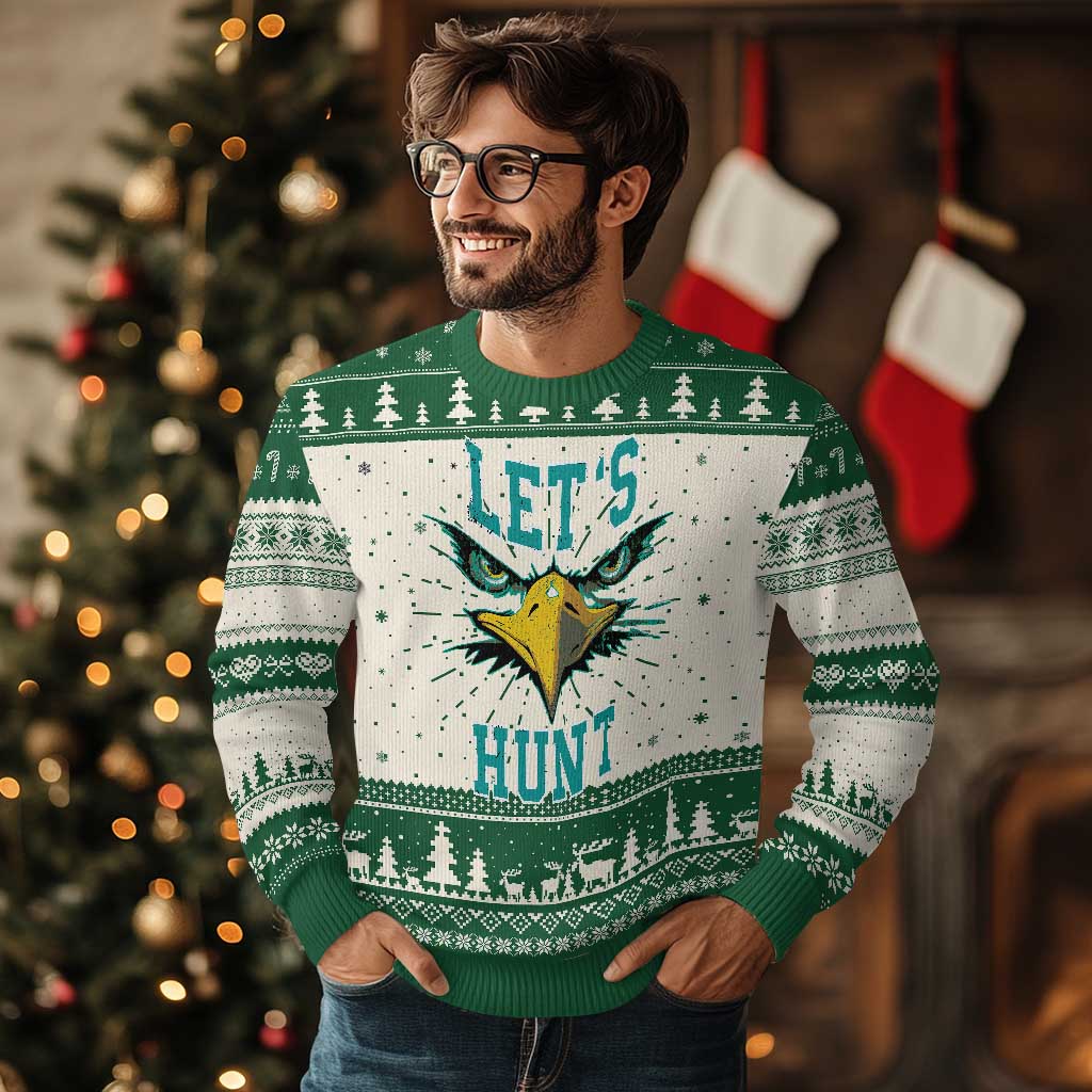 Eagles Inspirational Knit Sweatshirt Green Birds Let's Hunt TS02 Green Print Your Wear