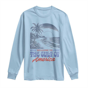 Welcome To America's Gulf Long Sleeve Shirt Retro Vintage Beach TS02 Light Blue Print Your Wear