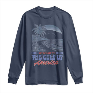 Welcome To America's Gulf Long Sleeve Shirt Retro Vintage Beach TS02 Navy Print Your Wear