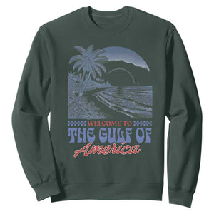 Welcome To America's Gulf Sweatshirt Retro Vintage Beach TS02 Dark Forest Green Print Your Wear
