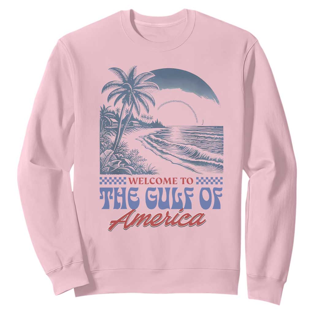 Welcome To America's Gulf Sweatshirt Retro Vintage Beach TS02 Light Pink Print Your Wear