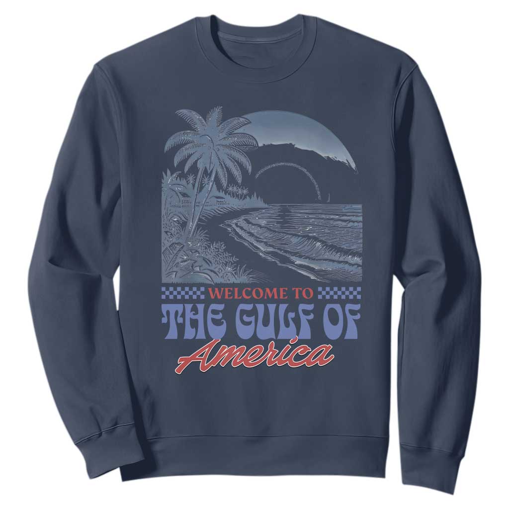Welcome To America's Gulf Sweatshirt Retro Vintage Beach TS02 Navy Print Your Wear
