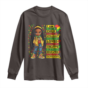 I Am Black Child Long Sleeve Shirt Locd Girl African American Pride Black History Month TS02 Dark Chocolate Print Your Wear