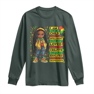 I Am Black Child Long Sleeve Shirt Locd Girl African American Pride Black History Month TS02 Dark Forest Green Print Your Wear