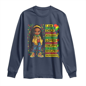 I Am Black Child Long Sleeve Shirt Locd Girl African American Pride Black History Month TS02 Navy Print Your Wear