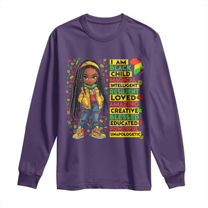 I Am Black Child Long Sleeve Shirt Locd Girl African American Pride Black History Month TS02 Purple Print Your Wear