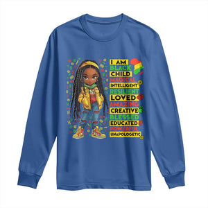 I Am Black Child Long Sleeve Shirt Locd Girl African American Pride Black History Month TS02 Royal Blue Print Your Wear