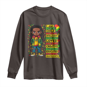 I Am Black Child Long Sleeve Shirt Locd Boy African American Pride Black History Month TS02 Dark Chocolate Print Your Wear