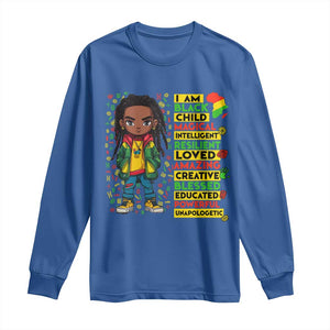 I Am Black Child Long Sleeve Shirt Locd Boy African American Pride Black History Month TS02 Royal Blue Print Your Wear