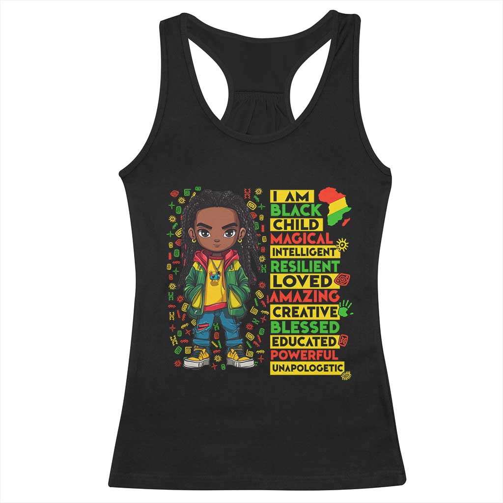 I Am Black Child Racerback Tank Top Locd Boy African American Pride Black History Month TS02 Black Print Your Wear