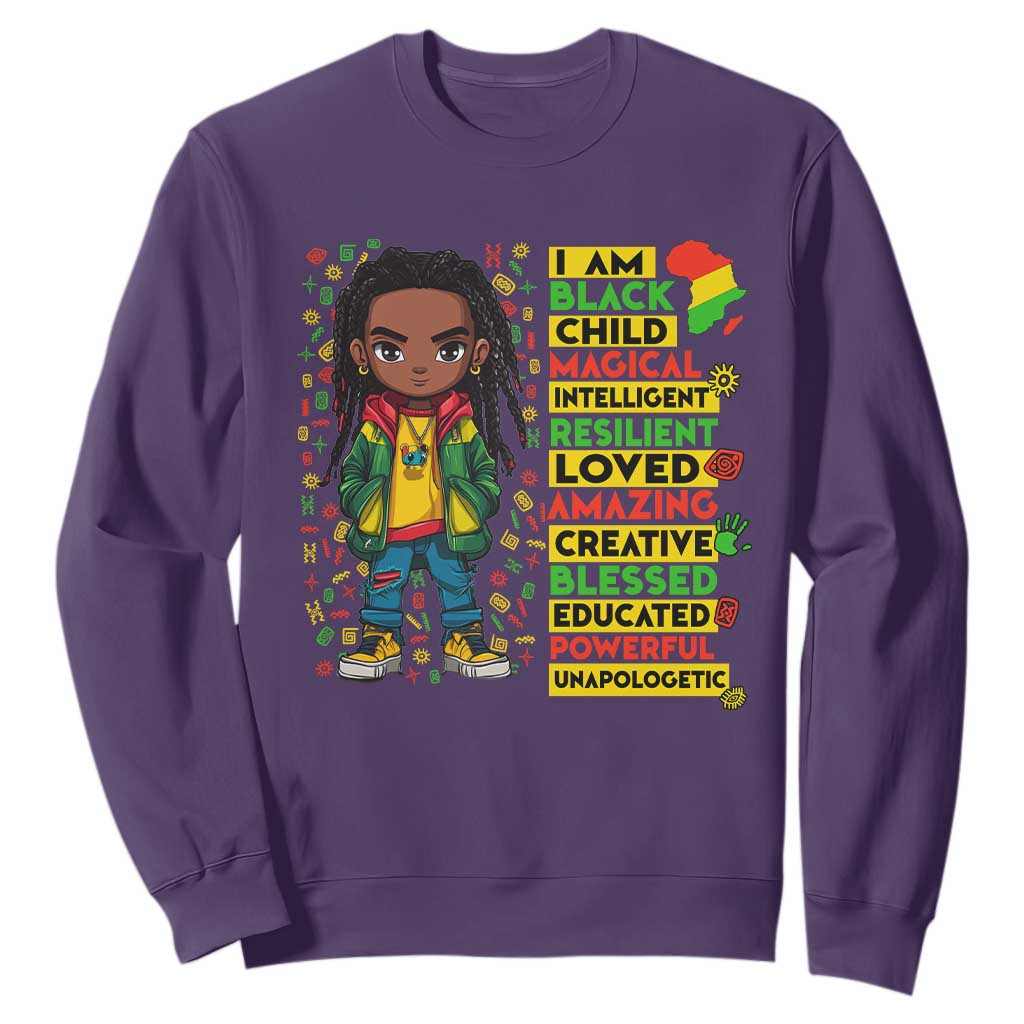 I Am Black Child Sweatshirt Locd Boy African American Pride Black History Month TS02 Purple Print Your Wear