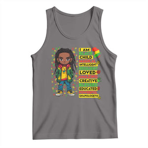 I Am Black Child Tank Top Locd Boy African American Pride Black History Month TS02 Deep Heather Print Your Wear