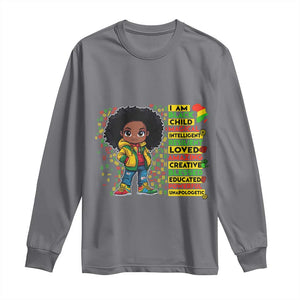 I Am Black Child Long Sleeve Shirt Afro Girl African American Pride Black History Month TS02 Charcoal Print Your Wear