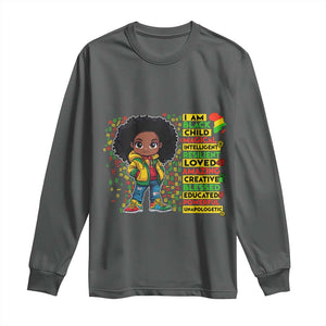 I Am Black Child Long Sleeve Shirt Afro Girl African American Pride Black History Month TS02 Dark Heather Print Your Wear