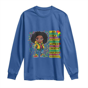 I Am Black Child Long Sleeve Shirt Afro Girl African American Pride Black History Month TS02 Royal Blue Print Your Wear