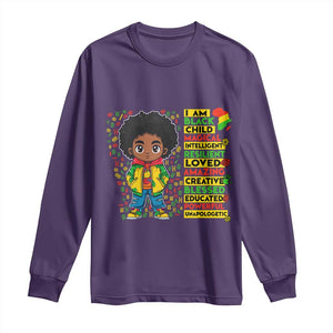 I Am Black Child Long Sleeve Shirt Afro Boy African American Pride Black History Month TS02 Purple Print Your Wear