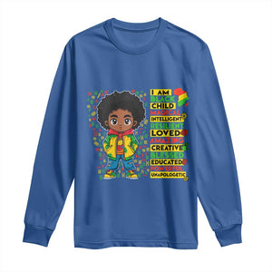 I Am Black Child Long Sleeve Shirt Afro Boy African American Pride Black History Month TS02 Royal Blue Print Your Wear