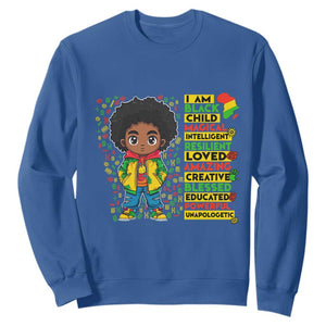 I Am Black Child Sweatshirt Afro Boy African American Pride Black History Month TS02 Royal Blue Print Your Wear