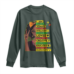 I Am Black Woman Long Sleeve Shirt Locd African American Pride Black History Month TS02 Dark Forest Green Print Your Wear