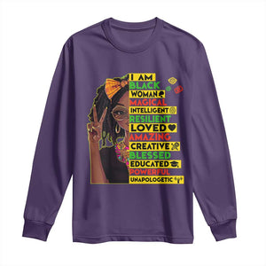 I Am Black Woman Long Sleeve Shirt Locd African American Pride Black History Month TS02 Purple Print Your Wear