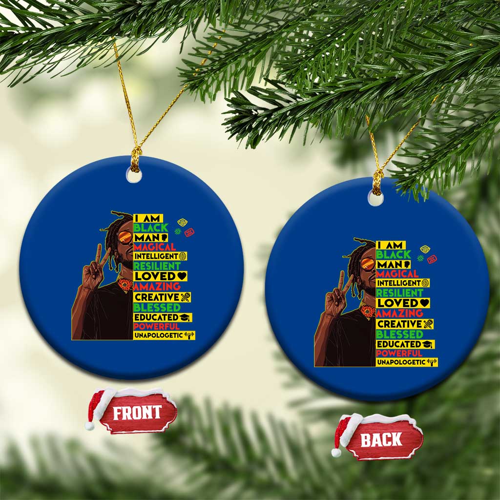 I Am Black Man Ceramic Ornament Cool Locd African American Pride Black History Month TS02 1pc Blue Print Your Wear