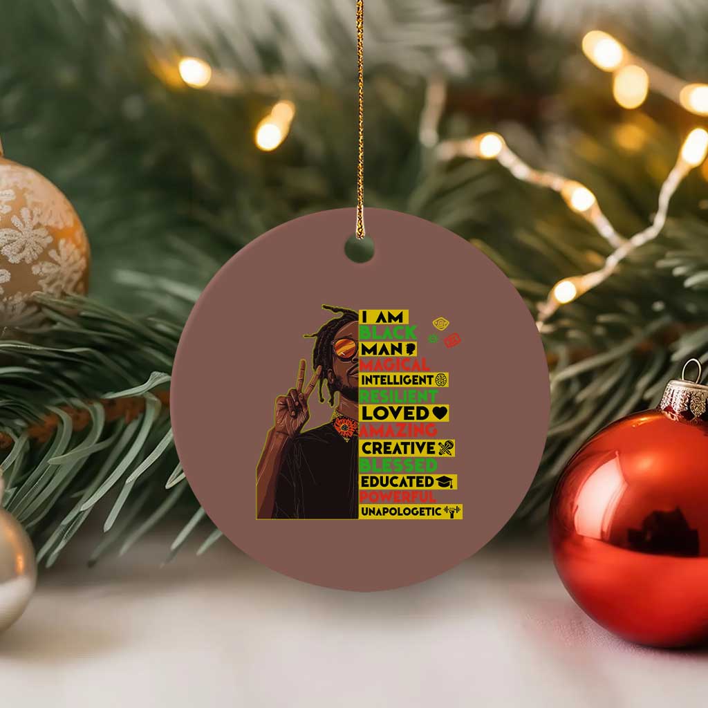 I Am Black Man Ceramic Ornament Cool Locd African American Pride Black History Month TS02 1pc Mocha Print Your Wear