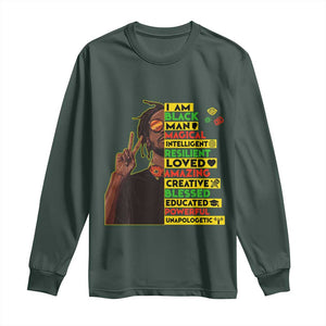 I Am Black Man Long Sleeve Shirt Cool Locd African American Pride Black History Month TS02 Dark Forest Green Print Your Wear