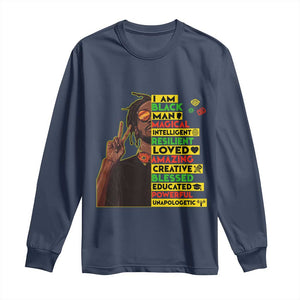 I Am Black Man Long Sleeve Shirt Cool Locd African American Pride Black History Month TS02 Navy Print Your Wear