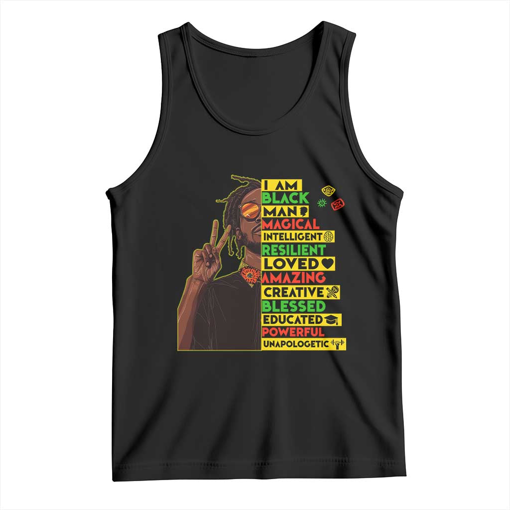 I Am Black Man Tank Top Cool Locd African American Pride Black History Month TS02 Black Print Your Wear