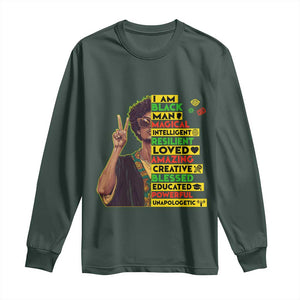 I Am Black Woman Long Sleeve Shirt Afro African American Pride Black History Month TS02 Dark Forest Green Print Your Wear