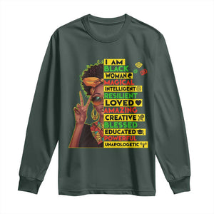 I Am Black Man Long Sleeve Shirt Afro African American Pride Black History Month TS02 Dark Forest Green Print Your Wear