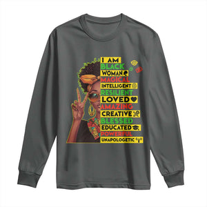 I Am Black Man Long Sleeve Shirt Afro African American Pride Black History Month TS02 Dark Heather Print Your Wear